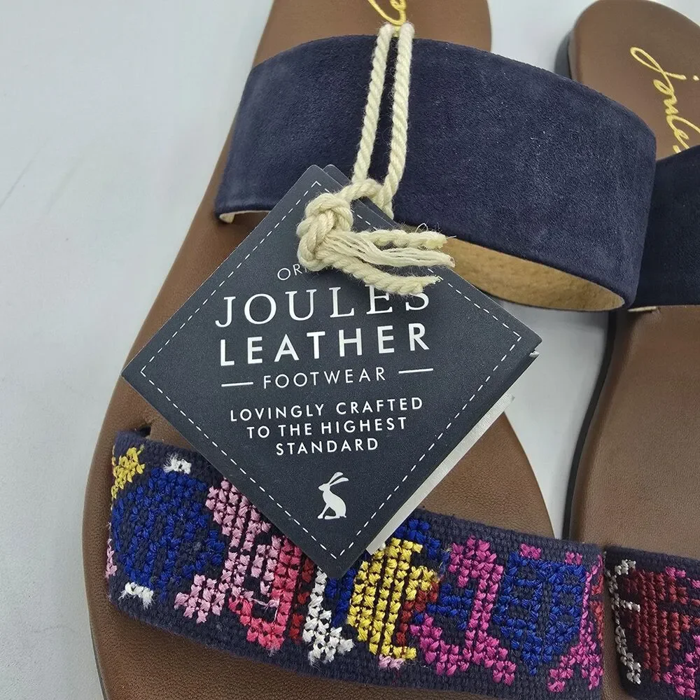 Joules Fenthorpe Women's size 6 Flower Suede Flat Sandals Shoe